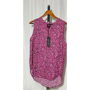 NWT RACHEL ZOE Button Front Blouse Animal Print